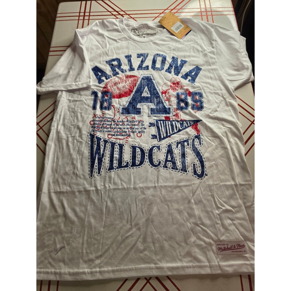 Mitchell & Ness Arizona Wildcats T-Shirt Mens Medium White Heritage Slugger Tee